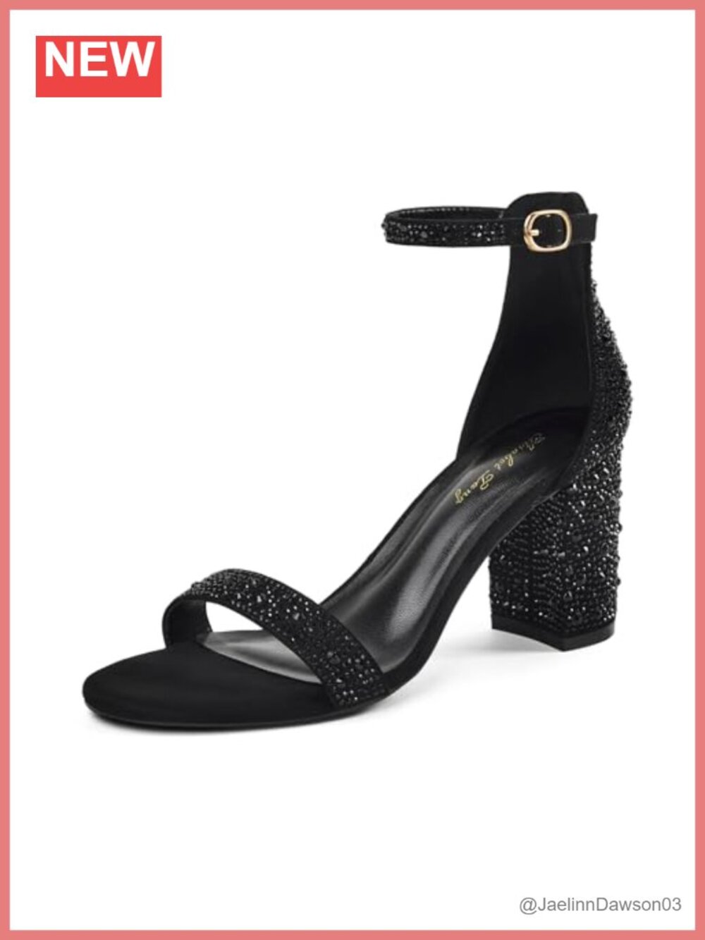 Chunky Block Heel Sandals Open Toe Ankle Strap 3.14" Heel Party Dress Shoes